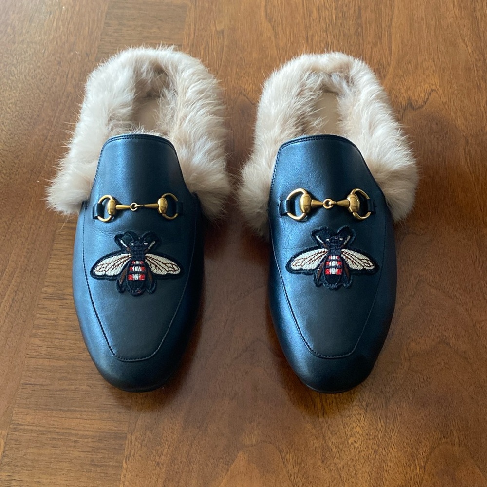 Horsebit, Bee, Leather, fur Mules